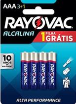 Pilha palito AAA Alcalina com 4 Rayovac