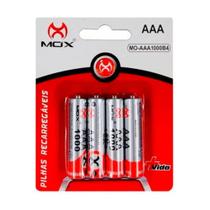 Pilha Palito Recarregavel AAA 1000 mah Kit 04 Uni Controle Teclado Mouse Sem Fio