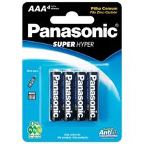 Pilha Panasonic AAA Super Hyper Comum 4 Unidades Ideal para Eletrônicos Baixo Consumo