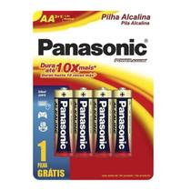 Pilha Pequena AA Alcalina Panasonic - Cartela com 4 (caixa com 12 cartelas)