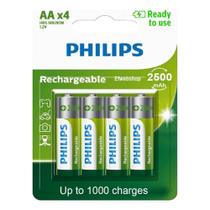 Pilha Philips Recarregável Aa 1,2v 2500 Mah Conjunto Com 4 Pilhas