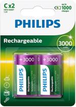 Pilha philips recarregavel c 3000mah cartela com 02 unidades Pilha philips recarregavel c 3000mah cartela com 02 unidades