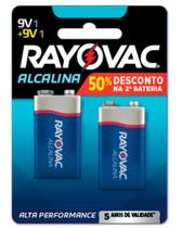 Pilha Rayovac Bateria Alcalina 9V 1+1