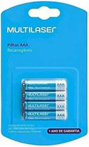 Pilha Recarregavel. 3a - 1000 Mah Cartela C/ 4 Unidade Cb050 - MULTILASER