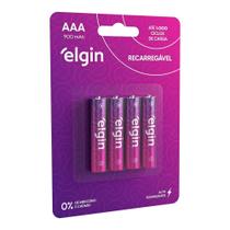 Pilha Recarregável 900MAH 4 Peças Rosa Elgin