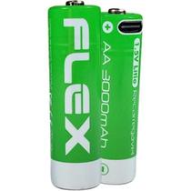Pilha Recarregável Aa 1.5V 3000Mah (C/2 Pilhas) Flex