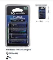 Pilha Recarregavel Aa 2100mah 4 Unidades Com - MaxMidia Pilha Recarregavel Aa 2100mah 4 Unidades Com - MaxMidia