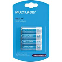 Pilha Recarregável AA 2500MAH PACK com 4 Multilaser CB052 Pilha Recarregável AA 2500MAH PACK com 4 Multilaser CB052