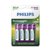 Pilha Recarregável AA Com 4 Unid. 2500mah Philips Pilha Recarregável AA Com 4 Unid. 2500mah Philips