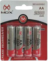 Pilha Recarregável AA MOX MO AA2600B4 Cilíndrica Com 4