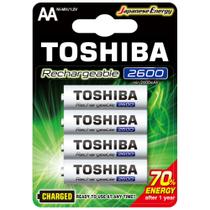 Pilha Recarregavel AA TOSHIBA 2600mAh com 4 unid. - TNH6GAE