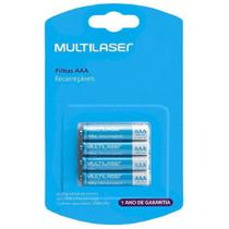 Pilha Recarregável AAA 1000 mah Multilaser Recarregáveis CB050 KIT 04 Unidades Alta Capacidade
