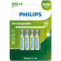 Pilha recarregável aaa 1000mah blister com 4 unidades r03b4rtu10/59 - PHILIPS Pilha recarregável aaa 1000mah blister com 4 unidades r03b4rtu10/59 - PHILIPS