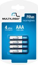 Pilha Recarregavel Aaa 1000mah C/4 Cb050 - MULTILASER