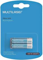 Pilha recarregável aaa 1000mah com 2 unidades multilaser