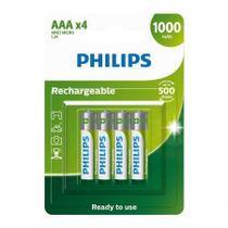 Pilha recarregável AAA 1000mAh com 4 unidades R03B4RTU10 - Philips Pilha recarregável AAA 1000mAh com 4 unidades R03B4RTU10 - Philips