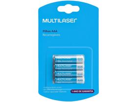 Pilha Recarregável AAA CB050 Multilaser 1000mAh - 4 Unidades