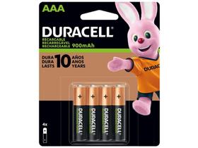 Pilha Recarregável AAA Duracell 900mAh 4 Unidades