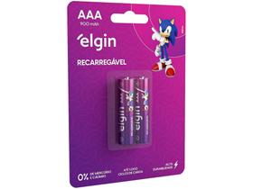 Pilha Recarregável AAA ELE000000082168 Elgin 1,2V 900mAh - 2 Unidades