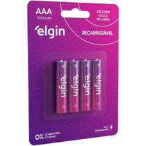 Pilha Recarregável AAA ELGIN 900MAH 1,2V Blister com 4 Unidades