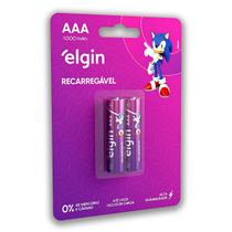 Pilha Recarregavel AAA Elgin Bateria 3A 1000mAh Palito 2 unidades