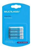 Pilha Recarregável AAA Palito 1000 mah Multilaser Recarregáveis CB050 Cartela 04 Unidades