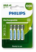 Pilha Recarregavel Aaa Philips Bateria 1000mah Palito 4 Un Pilha Recarregavel Aaa Philips Bateria 1000mah Palito 4 Un