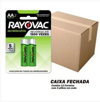 Pilha Recarregável Econômica AA -Caixa c 12 Cartelas de 2 un cada (Total de 24un) - Rayovac