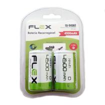 Pilha Recarregável Flex Tipo D Grande 4500 mAh Lr20 com 2 Unidades no Blister FX-D45B2