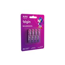 Pilha Recarregável Palito AAA-900mAh Blister Com 4 Pilhas Elgin