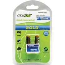 Pilha Recarregável Palito AAA FLEX GOLD 1000MAH Blister com 2 Unidades