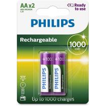 Pilha Recarregável Philips Aa1,2V 1000Mah Cartela 2 Unidades