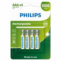 Pilha recarregavel philips aaa 1000mah palito r03b4rtu10 c/4