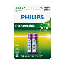 Pilha recarregavel philips aaa c/2 1000mah palito