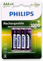 Pilha recarregavel philips aaa c/4 palito 1000mah