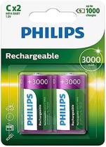 Pilha Recarregável Philips Grande C 02 Unidades 1.2V +3000