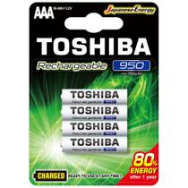Pilha Recarregável Toshiba AAA 1.2 V Modelo TNH03GAE 950 mAh, Kit com 4 Unidades
