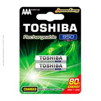 Pilha Recarregável Toshiba AAA, 1.2v, 950mAh, Com 2 Unidades - TNH-03GAE BP-2C