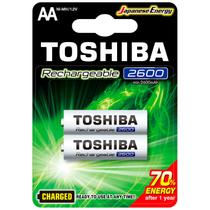 Pilha Recarregável Toshiba Tipo AA 2600mAh, TNH6GAE BP-2C, 1.2V, Embalagem c/ 2 Pilhas Pilha Recarregável Toshiba Tipo AA 2600mAh, TNH6GAE BP-2C, 1.2V, Embalagem c/ 2 Pilhas
