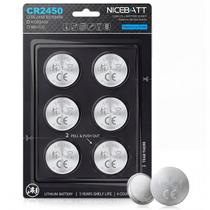 Pilha tipo moeda NICEBATT CR2450 3V, pacote com 6 unidades, longa duração