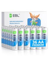Pilhas AA EBL, pacote com 36, alcalinas de 1,5 V, de longa duração
