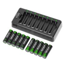 Pilhas AA recarregáveis BEVIGOR 2800mAh, pacote com 10 unidades com carregador Pilhas AA recarregáveis BEVIGOR 2800mAh, pacote com 10 unidades com carregador