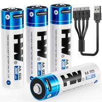 Pilhas AA recarregáveis de lítio HW 3600 mWh, 4 unidades, USB-C