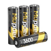 Pilhas AA recarregáveis Mupper 1.5V 3600mAh, pacote com 4