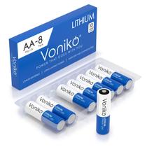 Pilhas AA Voniko de 1,5 V de lítio, pacote com 8 unidades, não recarregáveis