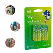 Pilhas Alcalina AAA com 8 unidades Elgin Palito Alta Durabilidade Serve em controle brinquedos eletrônicos