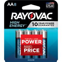 Pilhas alcalinas de alta energia AA Rayovac, pacote com 8 Pilhas alcalinas de alta energia AA Rayovac, pacote com 8
