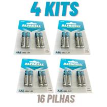 Pilhas Alcalinas palito AAA 4 kits com 4 unidades modelo: L403/4B- Alfacell
