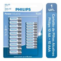 Pilhas Alcalinas Philips 10 Palito AAA + 10 Pequena AA