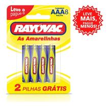 Pilhas Comum Rayovac As Amarelinhas Palito Aaa - C/ 8 Pilhas